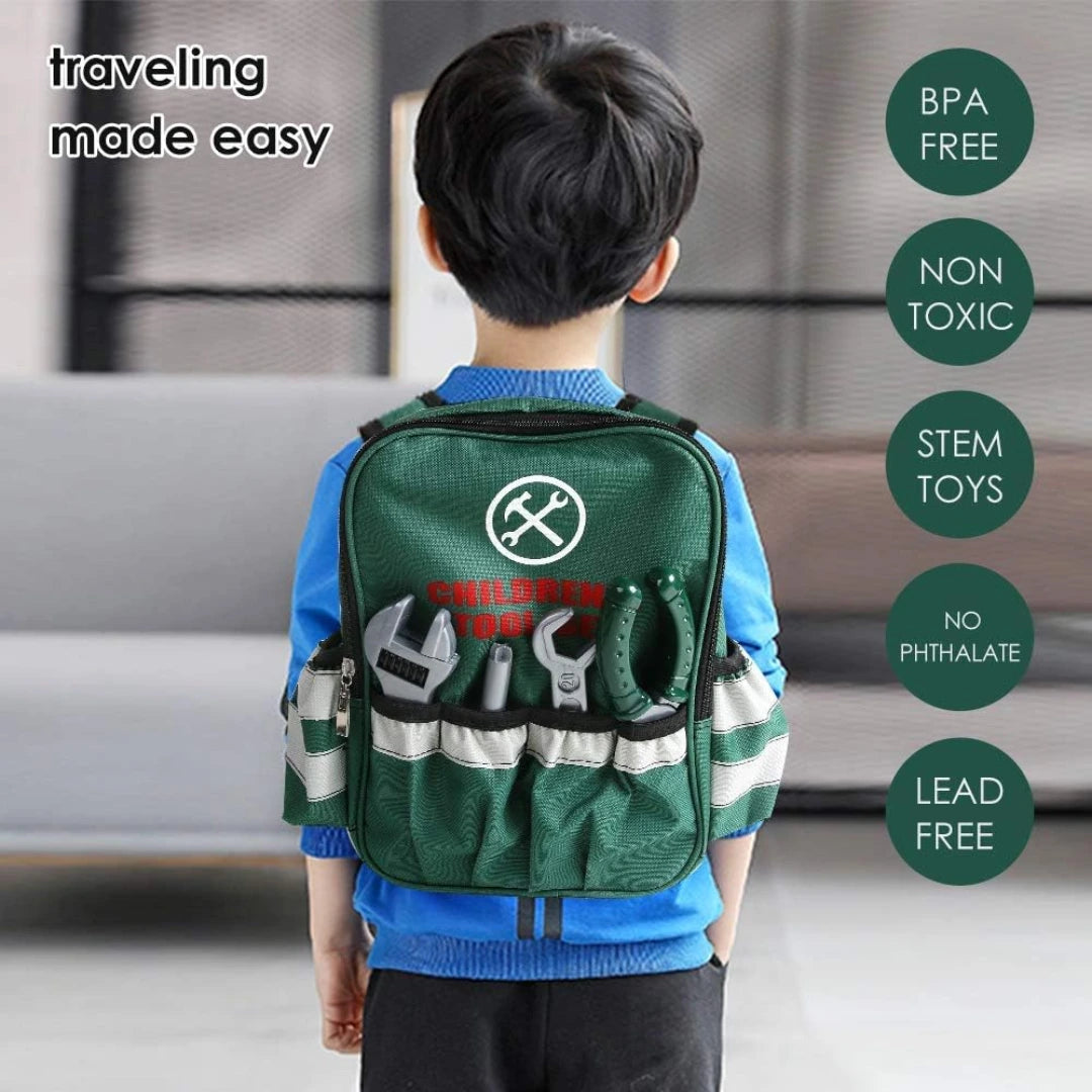 27PCS Kids Engineering Tool Set with Backpack – Pretend Play Construction Kit for Toddlers