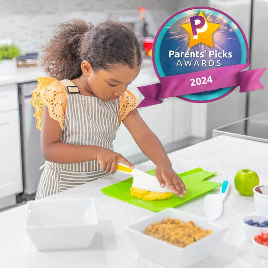 TOVLA JR. Montessori Kid-Safe Knife & Cutting Board Set – Real Kitchen Tools for Toddlers & Kids
