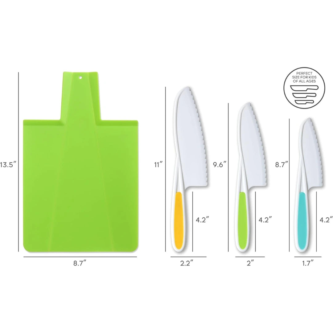 TOVLA JR. Montessori Kid-Safe Knife & Cutting Board Set – Real Kitchen Tools for Toddlers & Kids