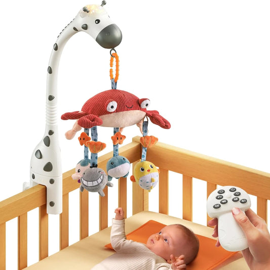 TUMAMA Baby Musical Crib Mobile – Soothing Music, Projector & Plush Toys for Newborns
