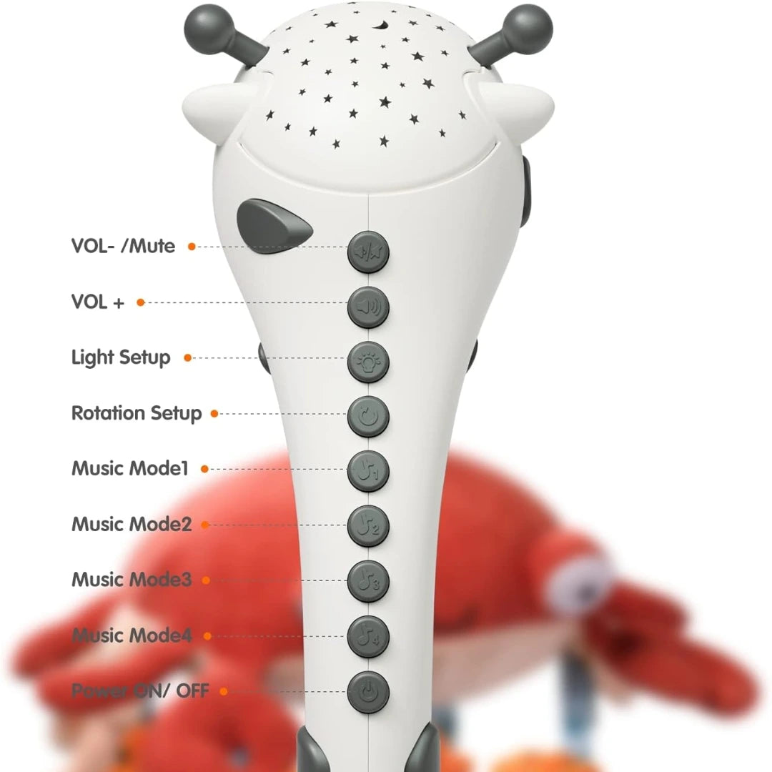 TUMAMA Baby Musical Crib Mobile – Soothing Music, Projector & Plush Toys for Newborns