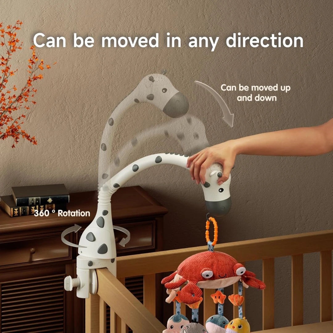 TUMAMA Baby Musical Crib Mobile – Soothing Music, Projector & Plush Toys for Newborns