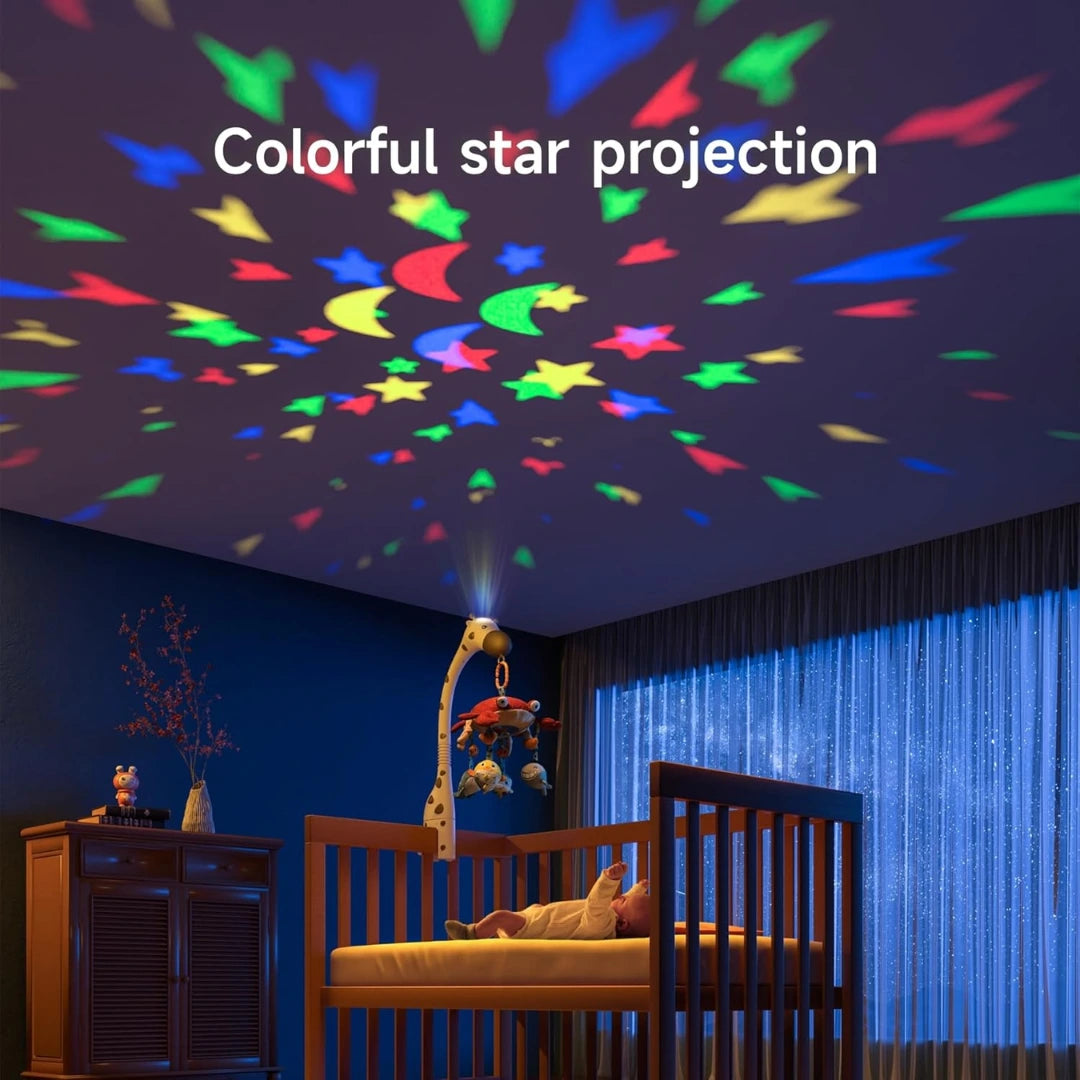 TUMAMA Baby Musical Crib Mobile – Soothing Music, Projector & Plush Toys for Newborns